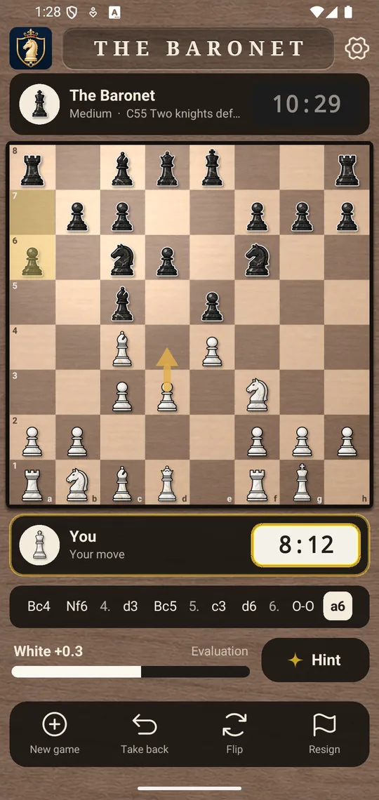 The Baronet on Android: an Italian game with a hint arrow