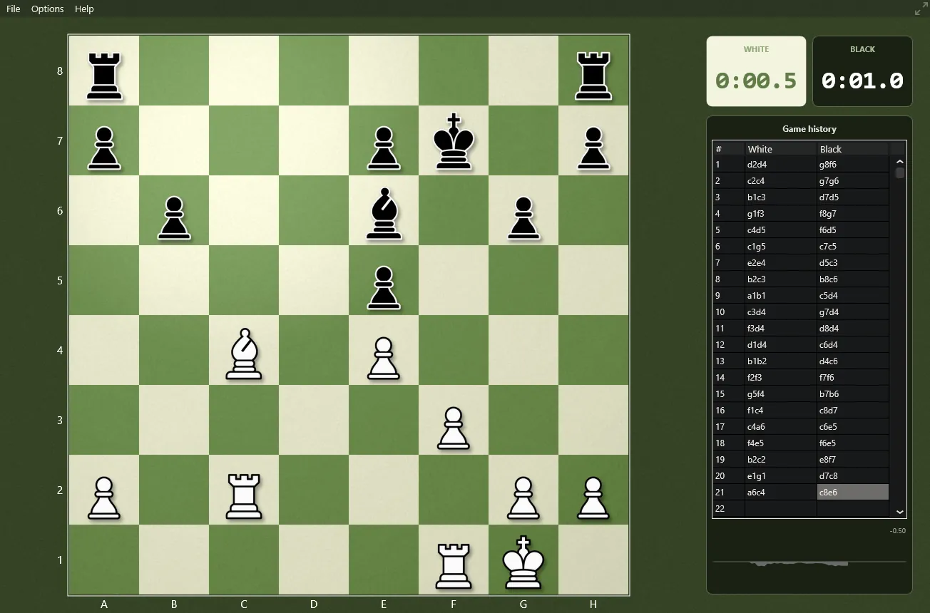 A custom green and cream board with the Simple pieces
