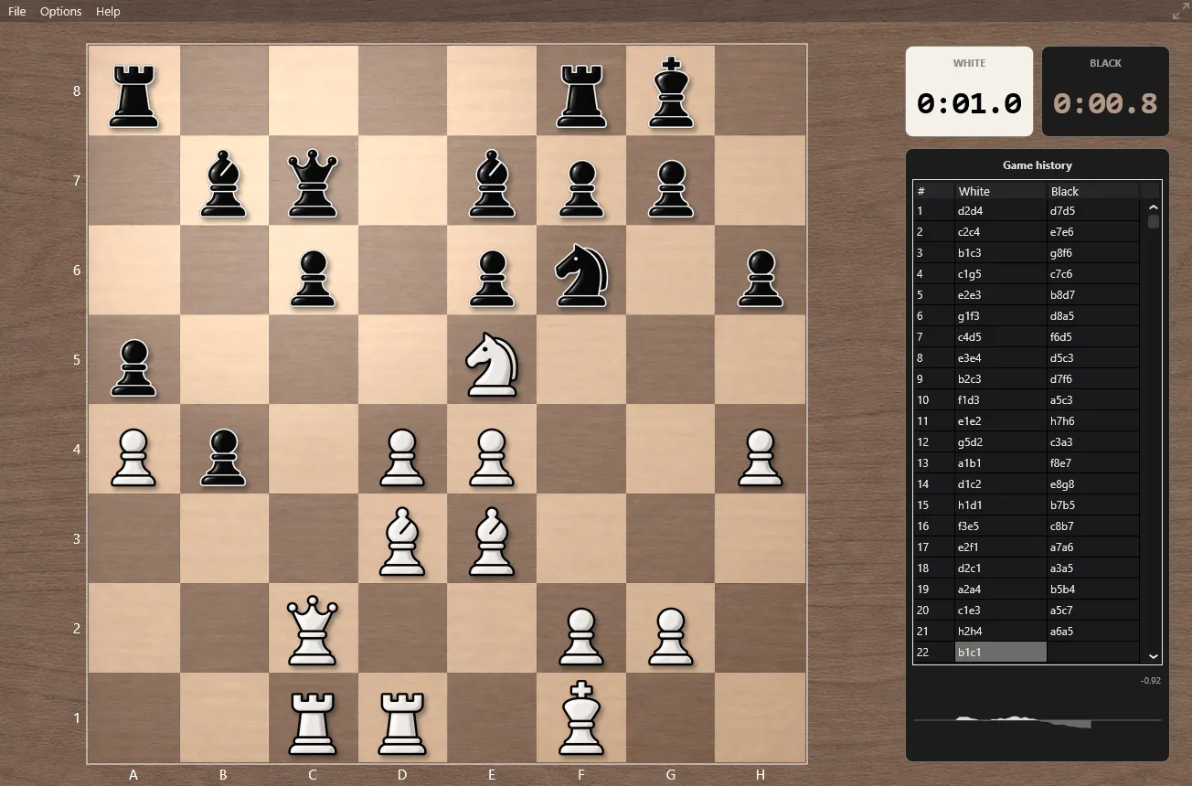 The wooden board with the Legible pieces